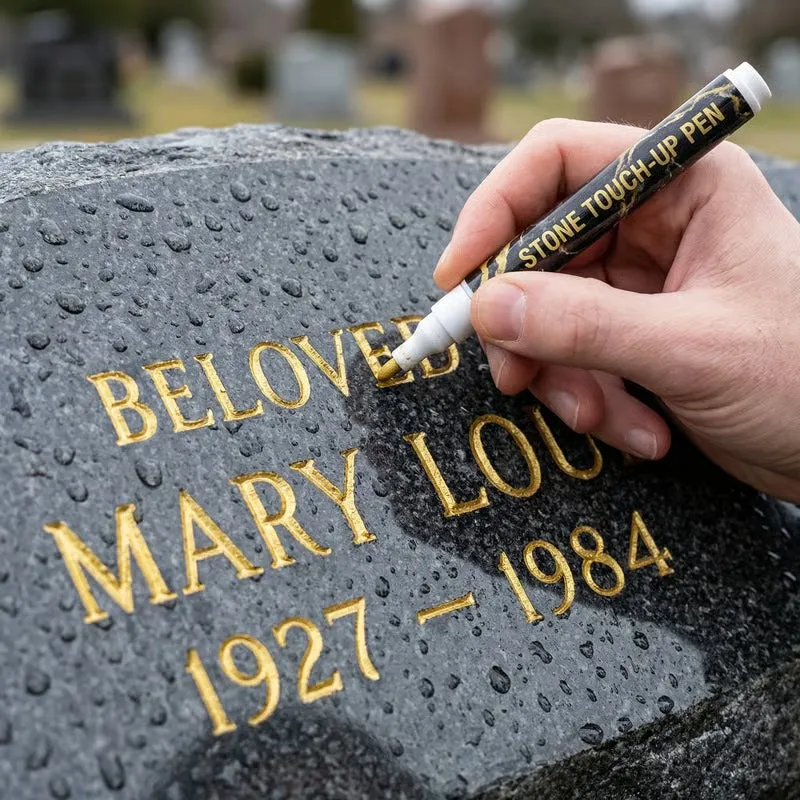 Golden Tombstone Marker – Restore Names & Dates, Weatherproof & Precise ✍️🕊️