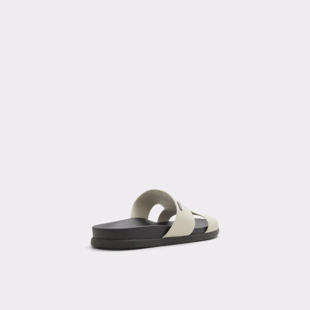 Light Grey Leather Cutout Flat Slides