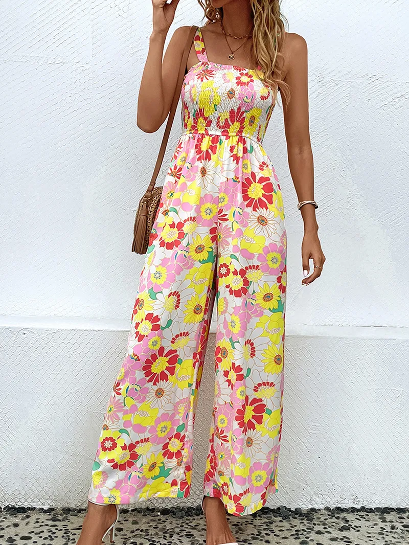 Vacation floral casual jumpsuit