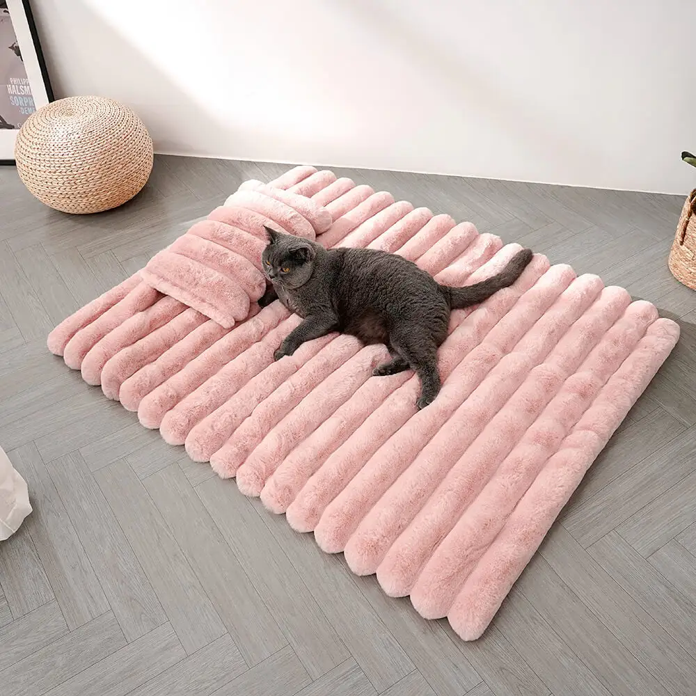 Luxury Striped Faux Fur Fluffy Pet Mat