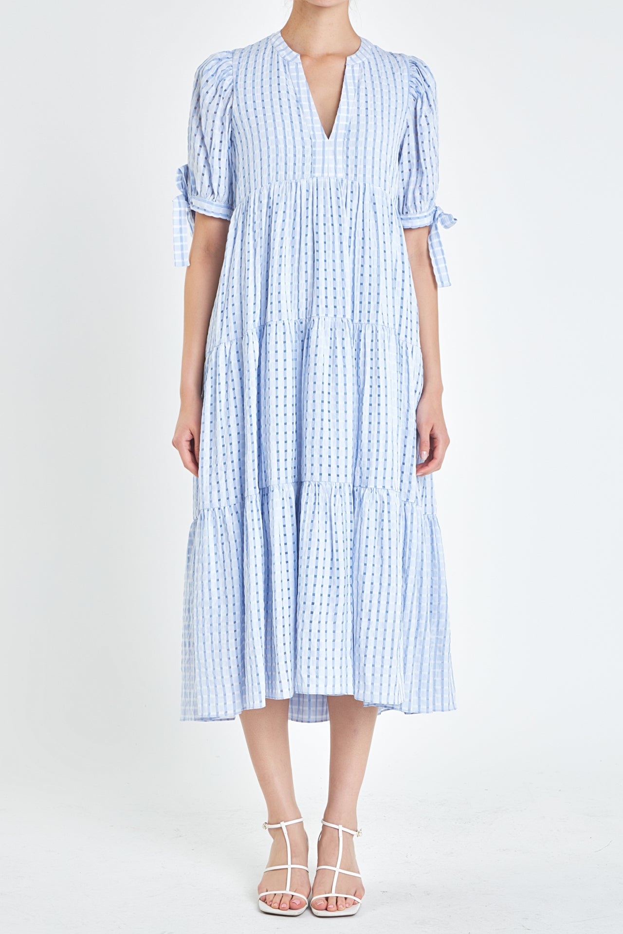 Gingham Tiered Midi Dress