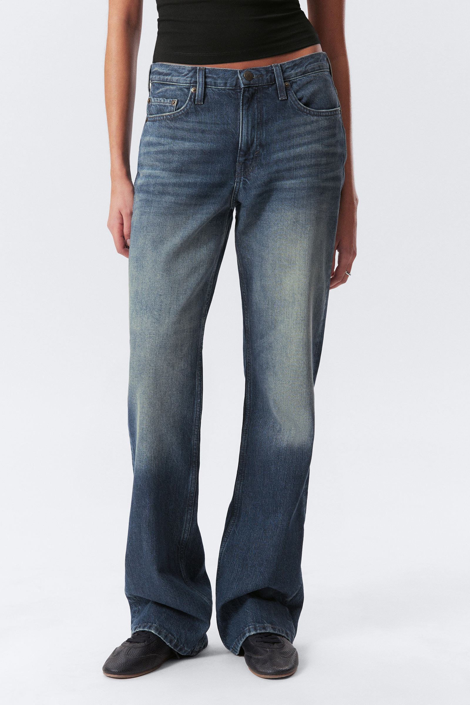 Pocketed Mid Waist Bootcut Jeans