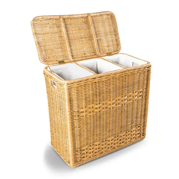 Compartment Wicker Laundry Hamper 2