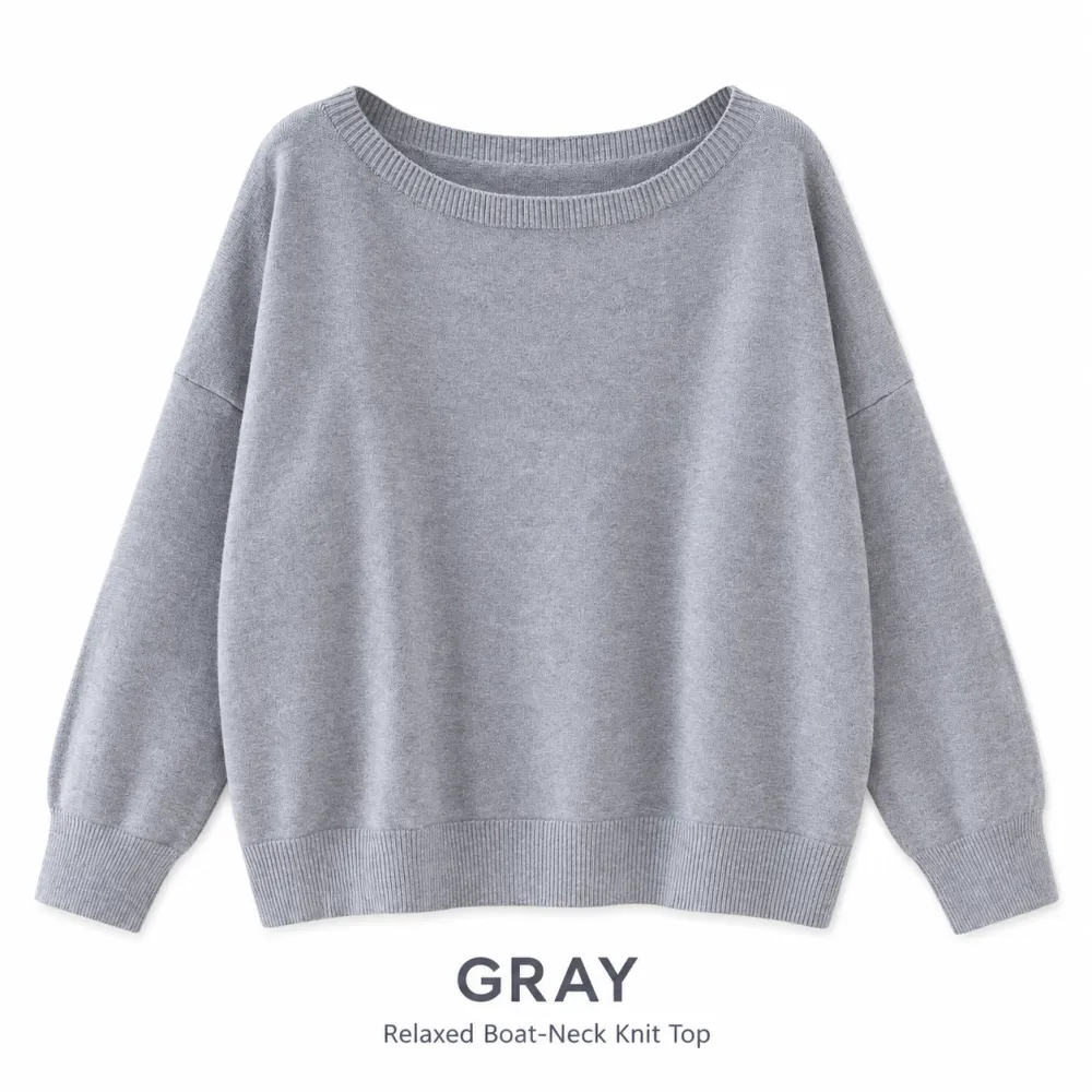 Women's Square Neck Sweater, Casual Off-Shoulder Long Sleeve Pullover, Women's Fall Winter Knit Top