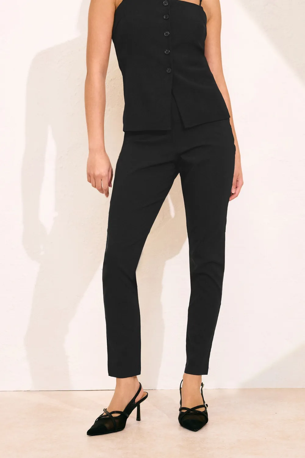 Women's Fashion Skinny Black Trousers