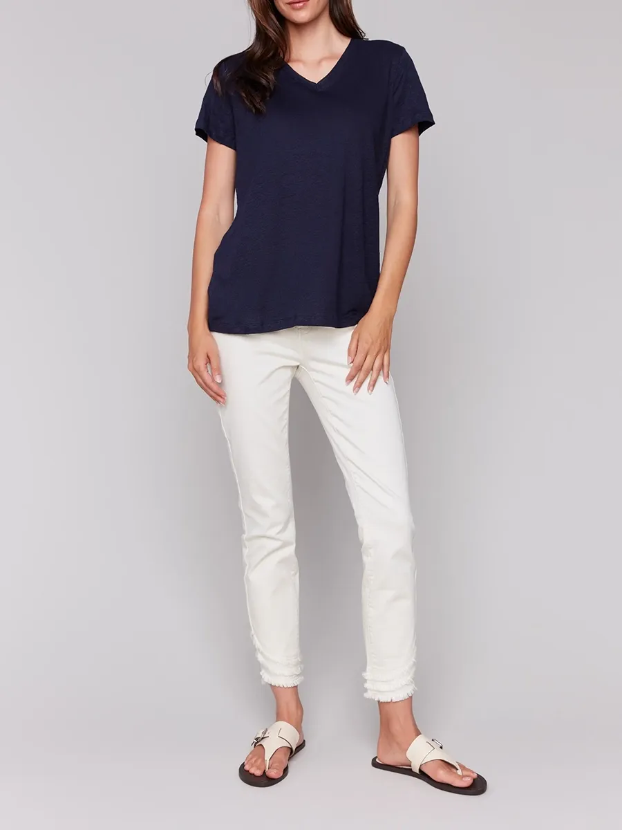 Cool Linen Breathable V-Neck Short Sleeves