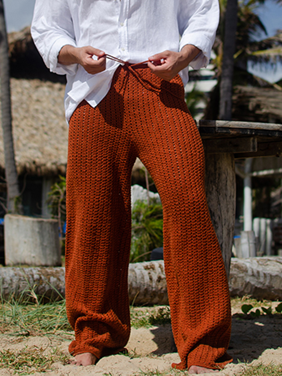 Men's Resort Beach Woven Hollow Trousers