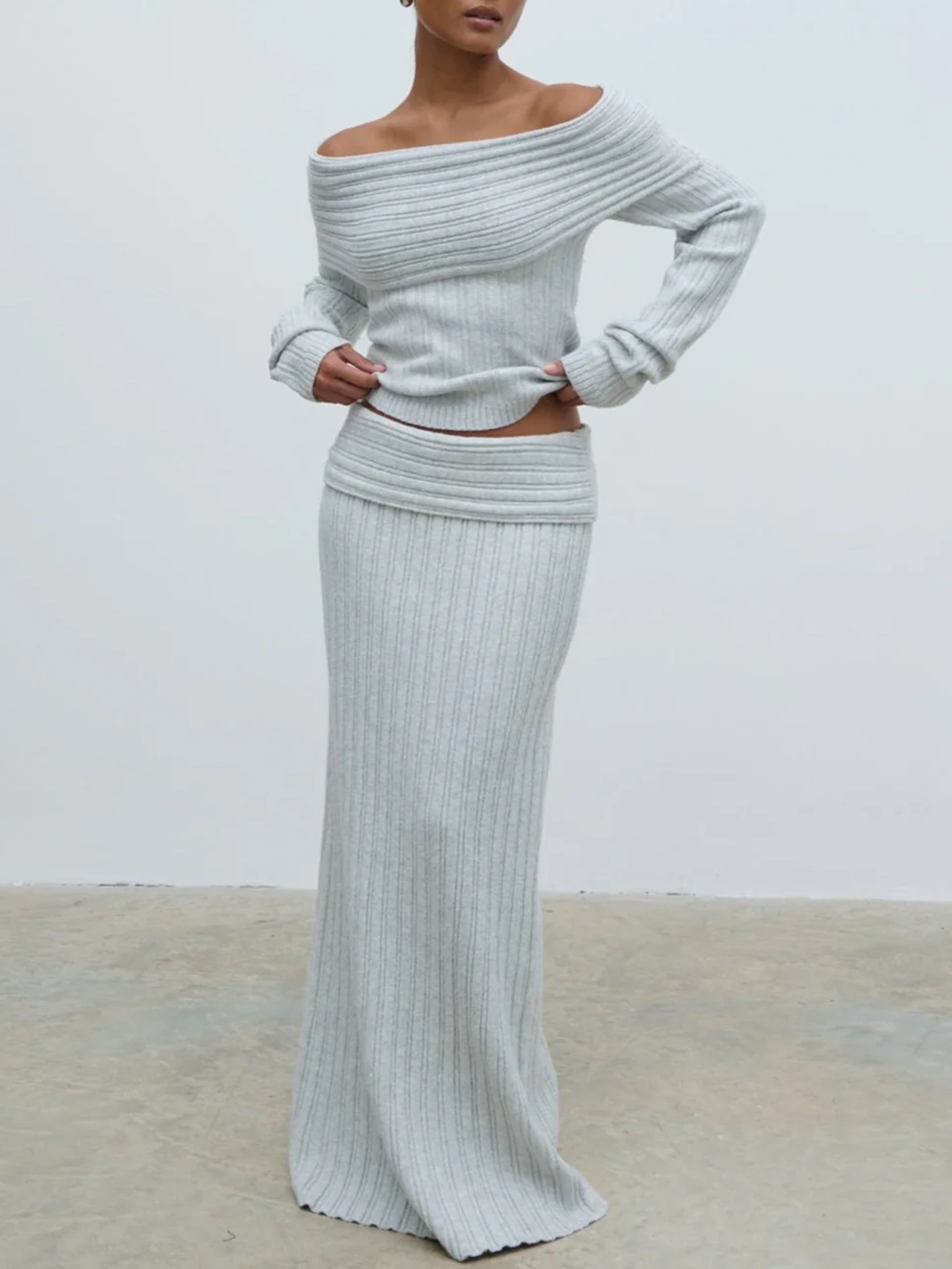 Cosy Rib Knit Maxi Skirt