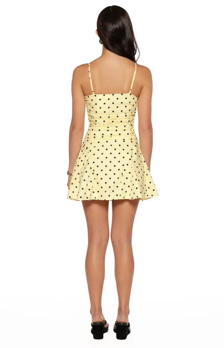 Polka Dot Ruched Polka Mini Dress