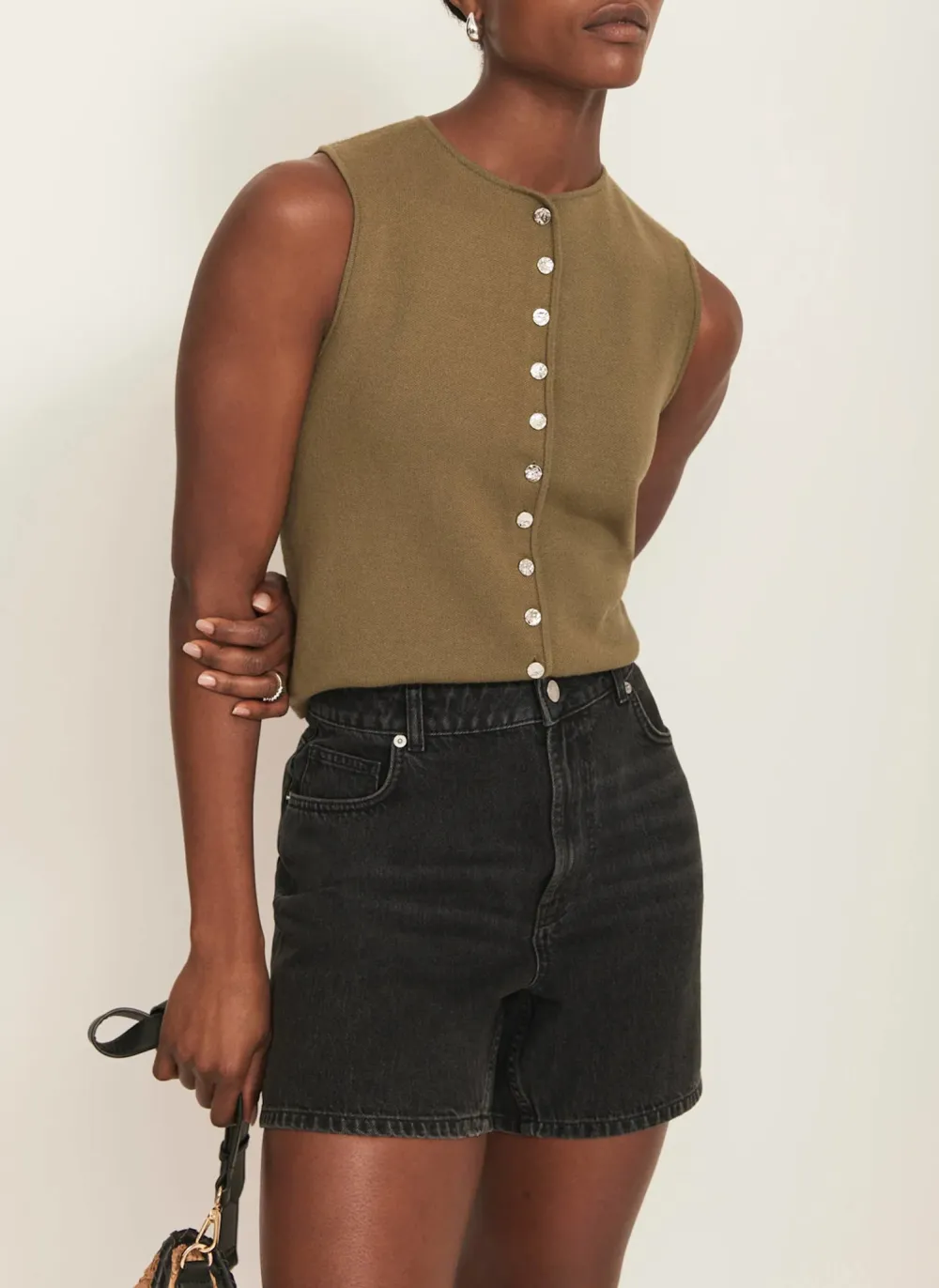 Casual Style Washed Black Denim Shorts