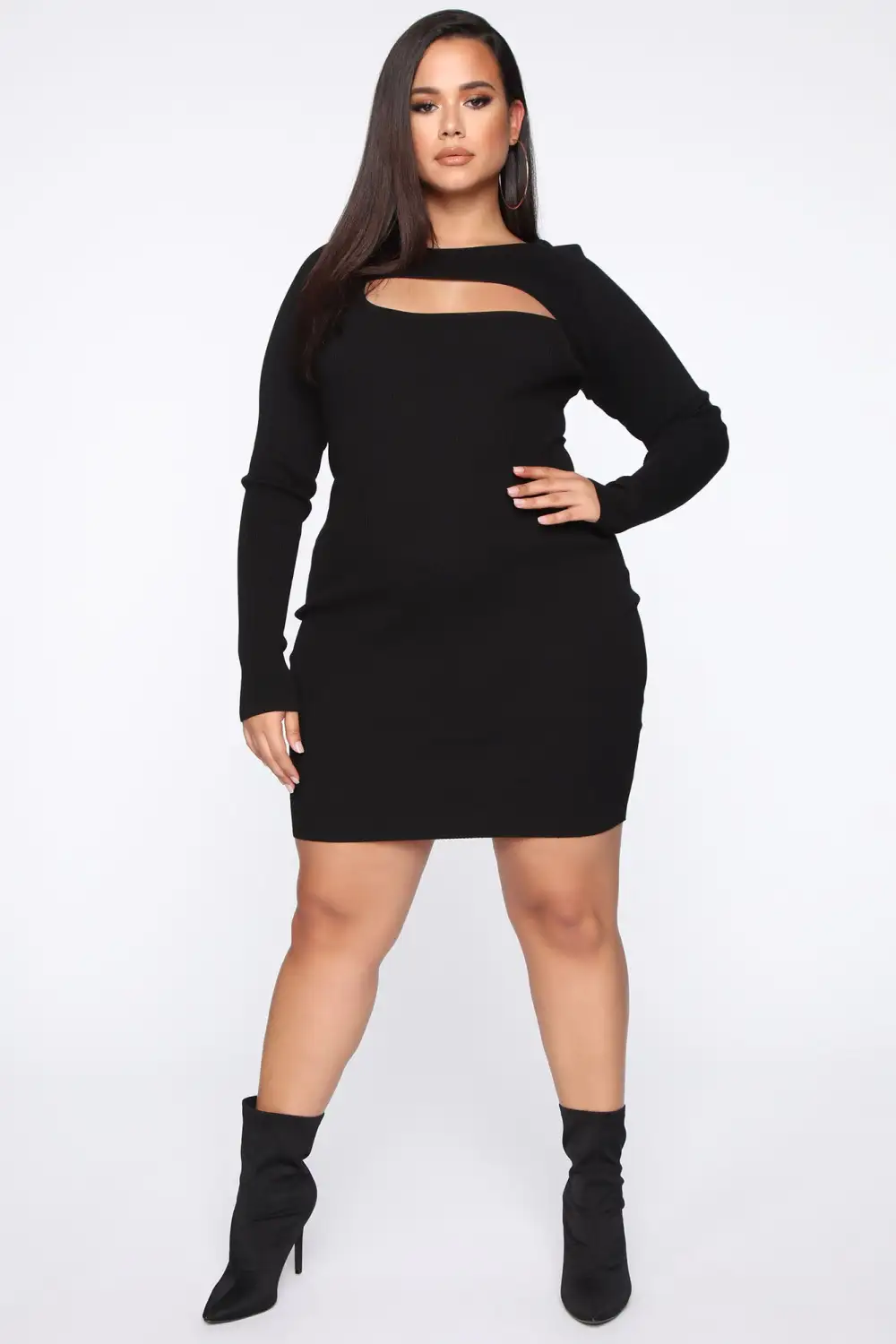 Cold Hearted Ribbed Mini Dress - Black
