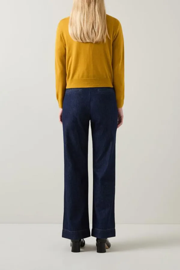 Mustard Yellow Cropped Button Down Knit Cardigan