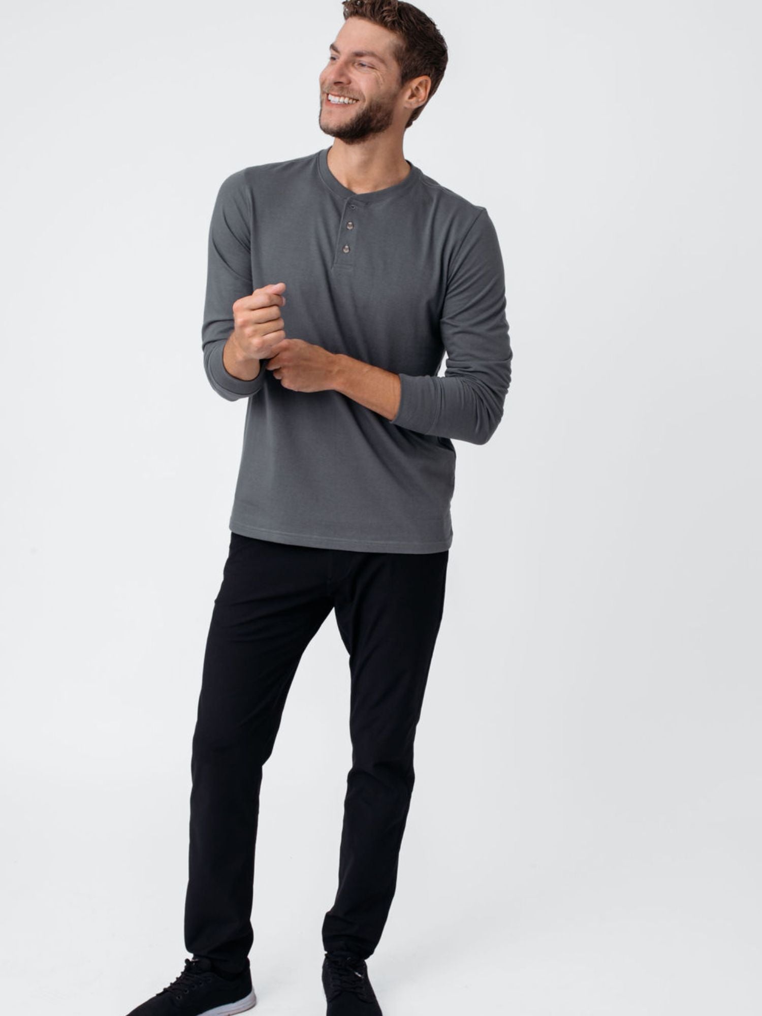 Carbon Grey Long Sleeve Henley