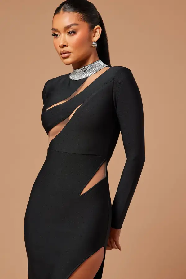 Anise Bandage Maxi Dress - Black