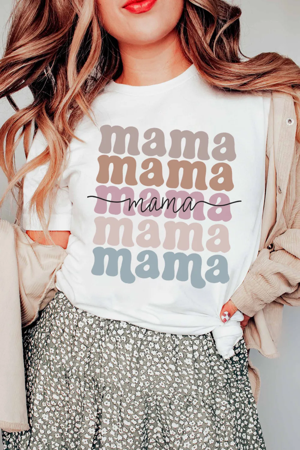 Mama Lettering Printed Crew Tee