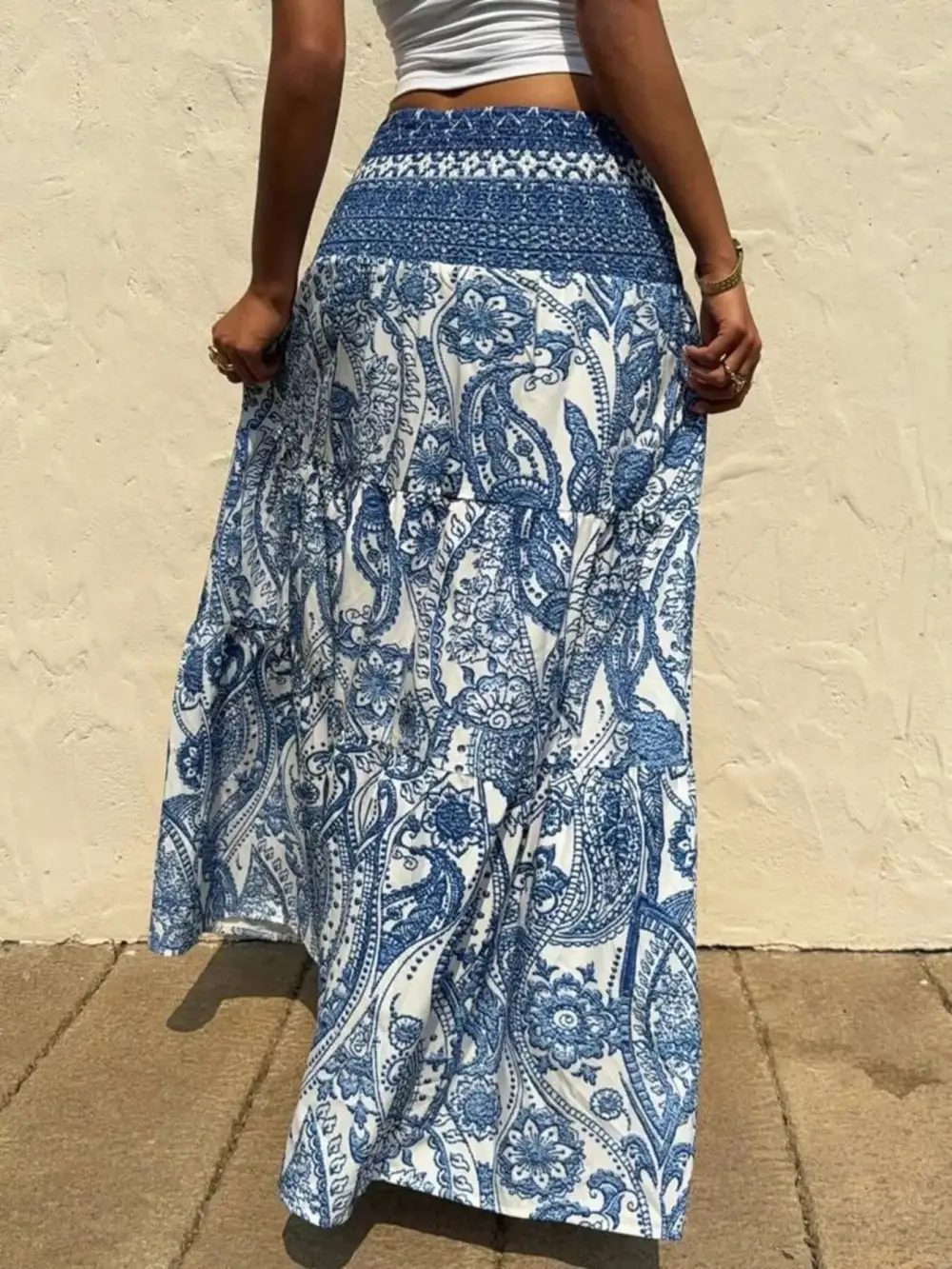 Classic Smocked Printed Skirt