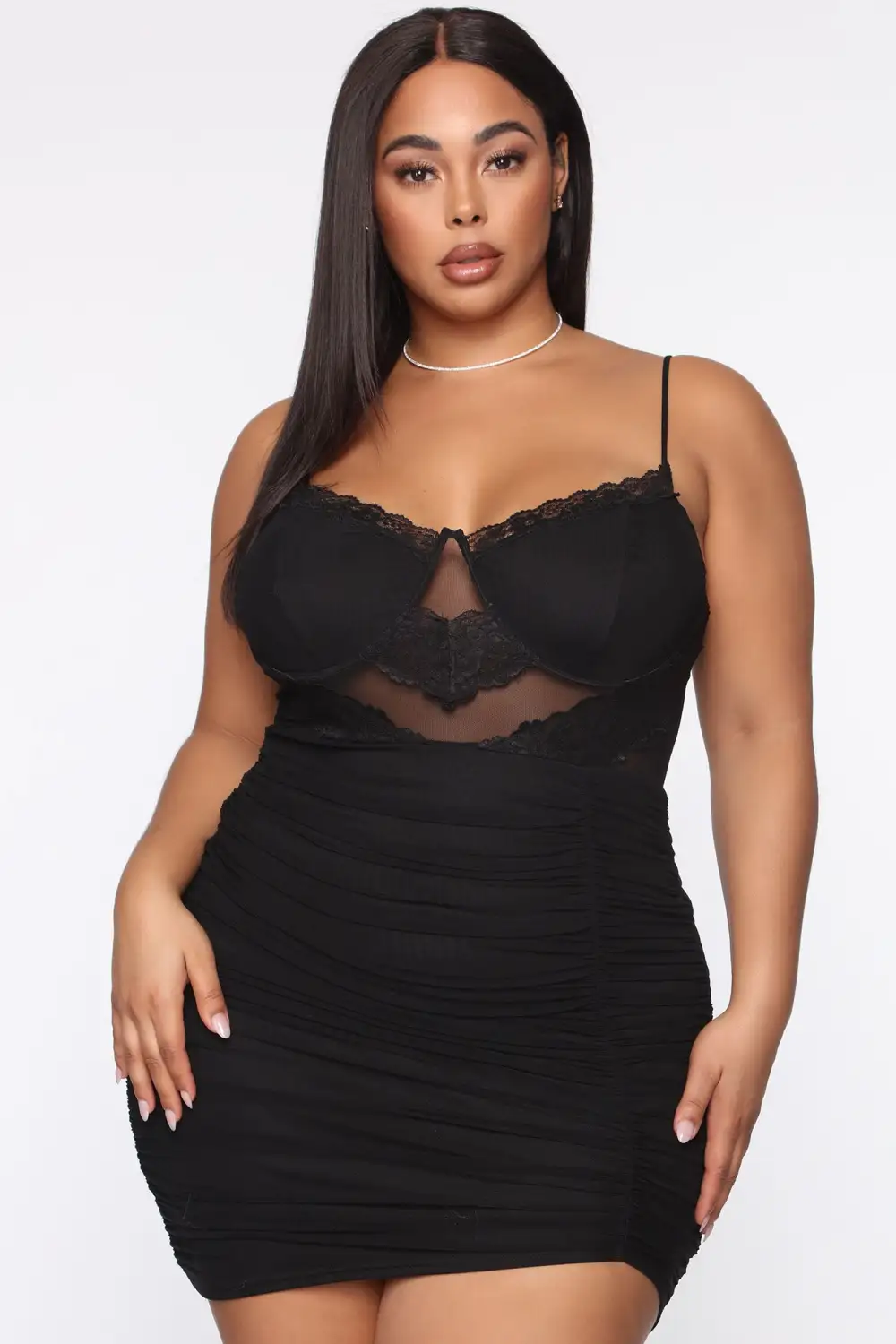 Personal Spotlight Ruched Mini Dress - Black