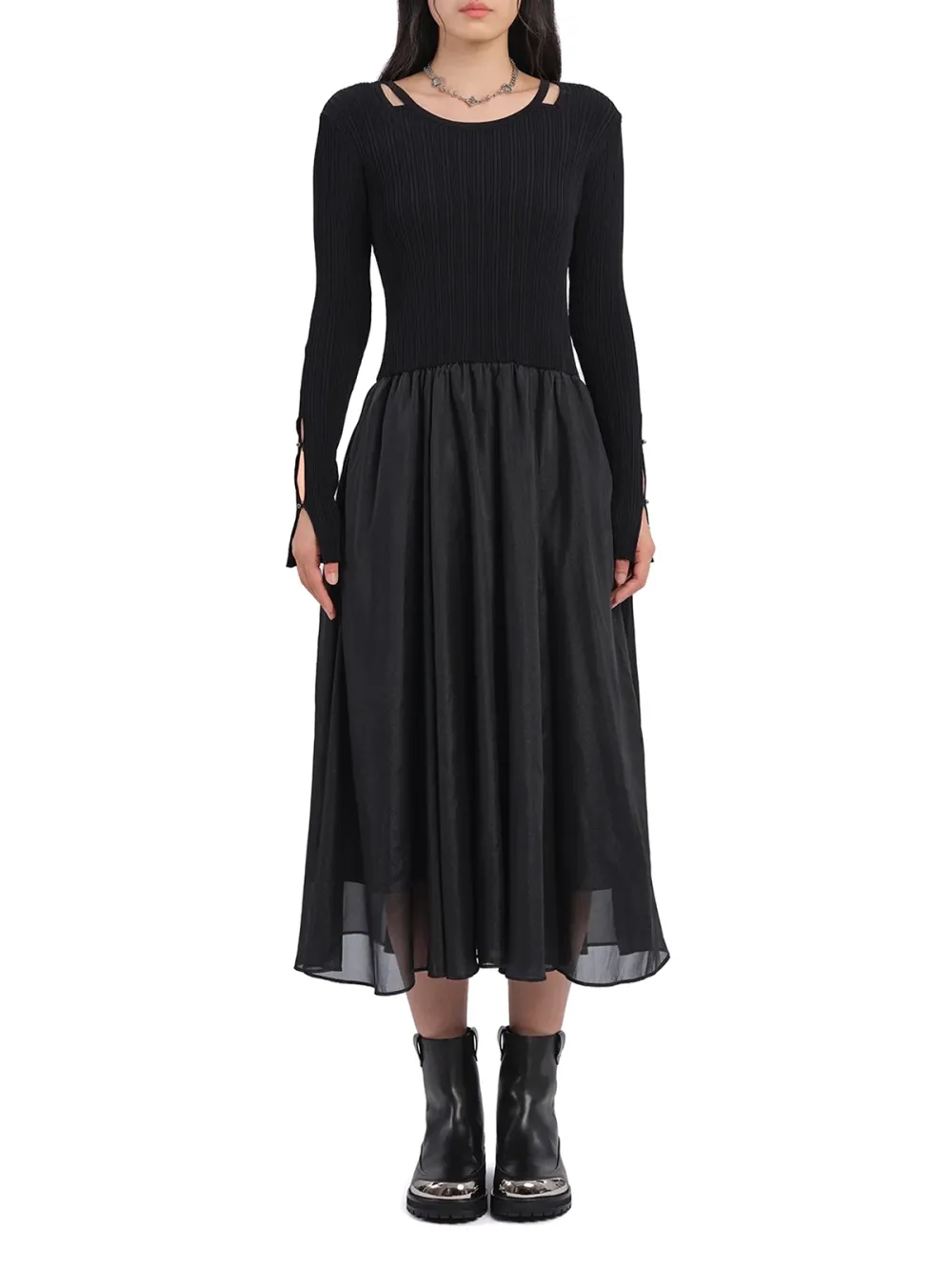 Cut - Out Detail 2 - In - 1 Knit Dress