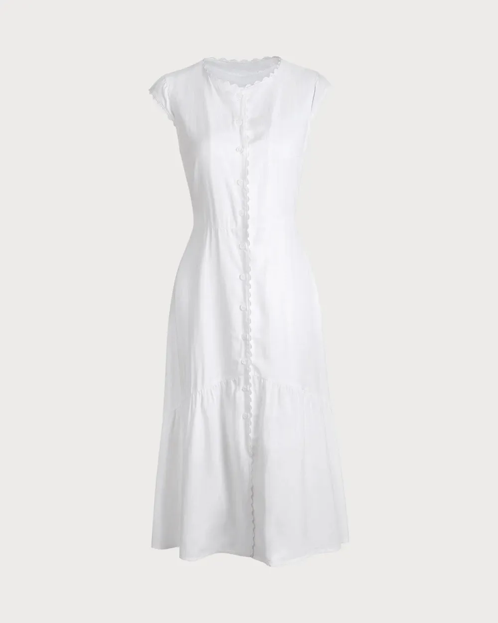 Lapel Collar White Dress