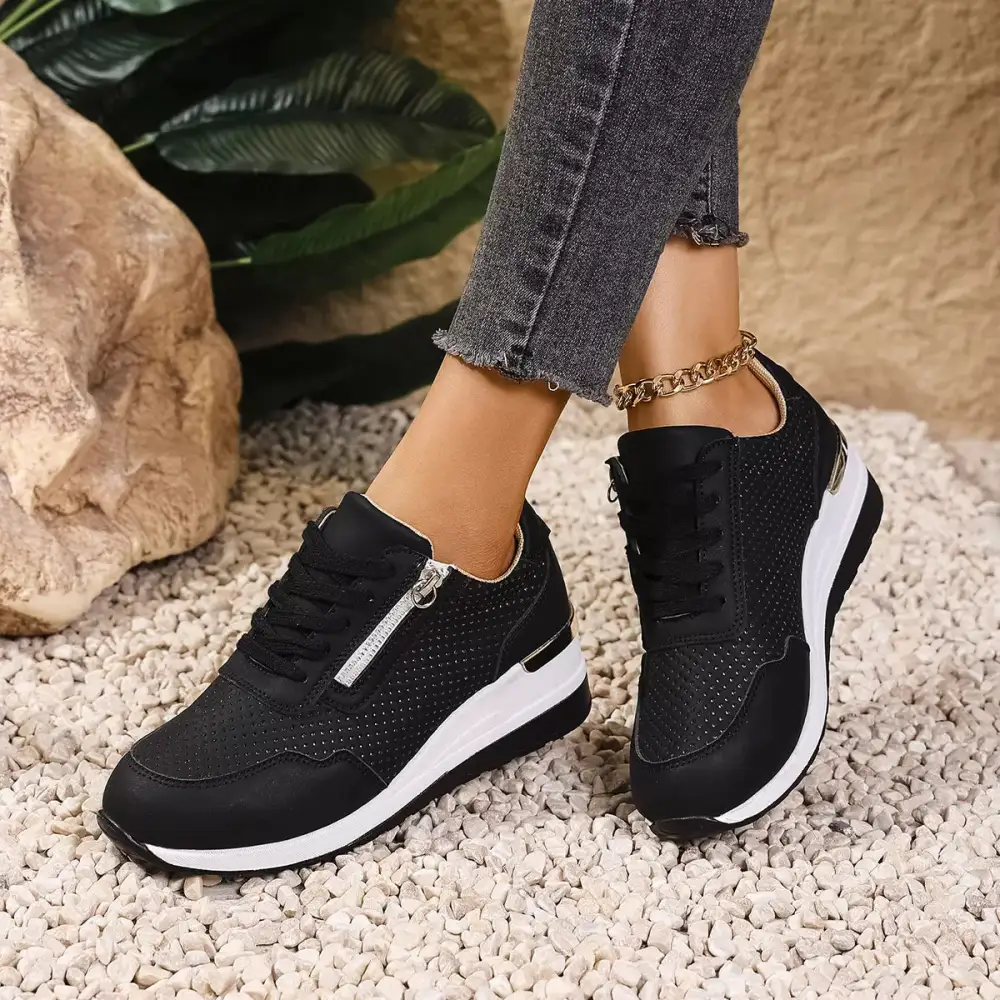 Relaxed Lace-Up Wedge Sneakers
