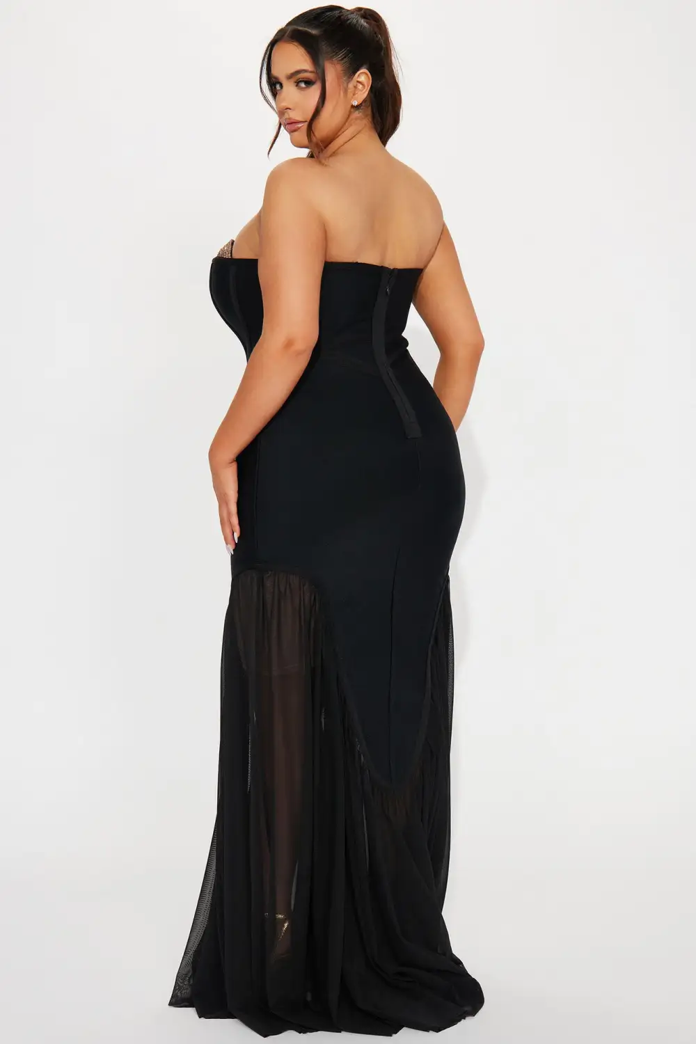Gloria Bandage Embellished Gown - Black