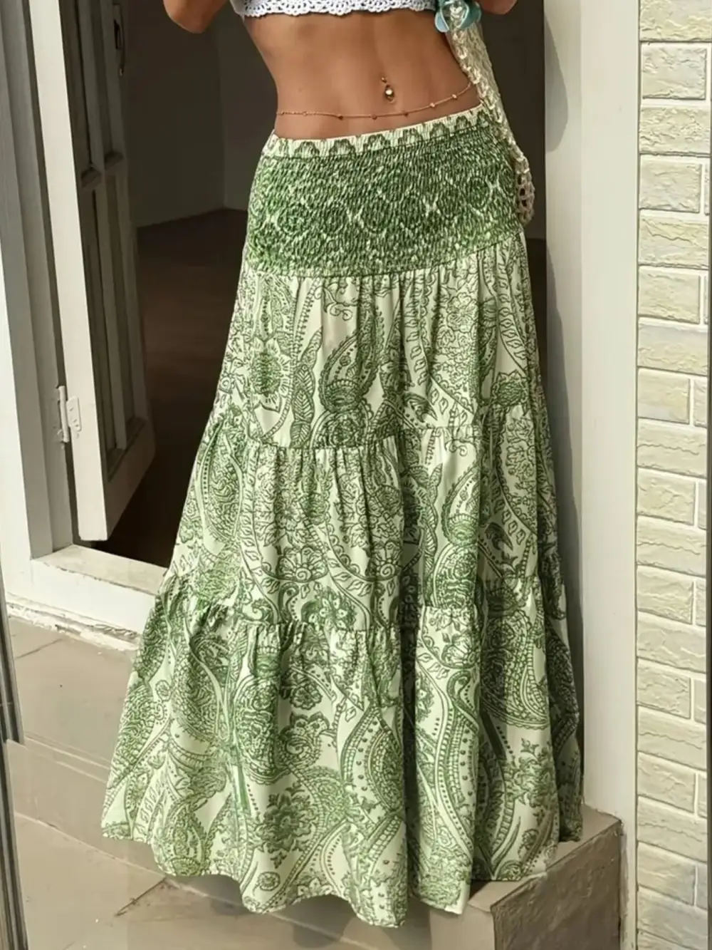 Paisley Print Maxi Skirt