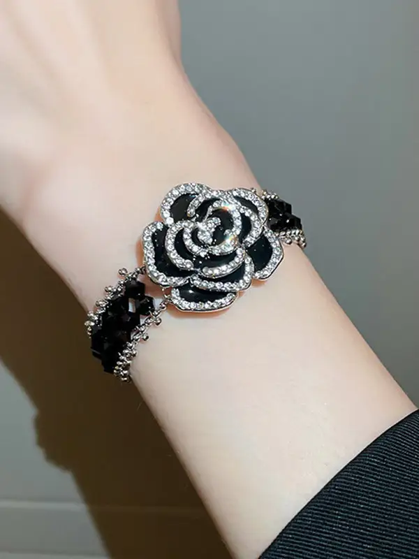 Floral Rhinestone Crystal Alloy Bracelet