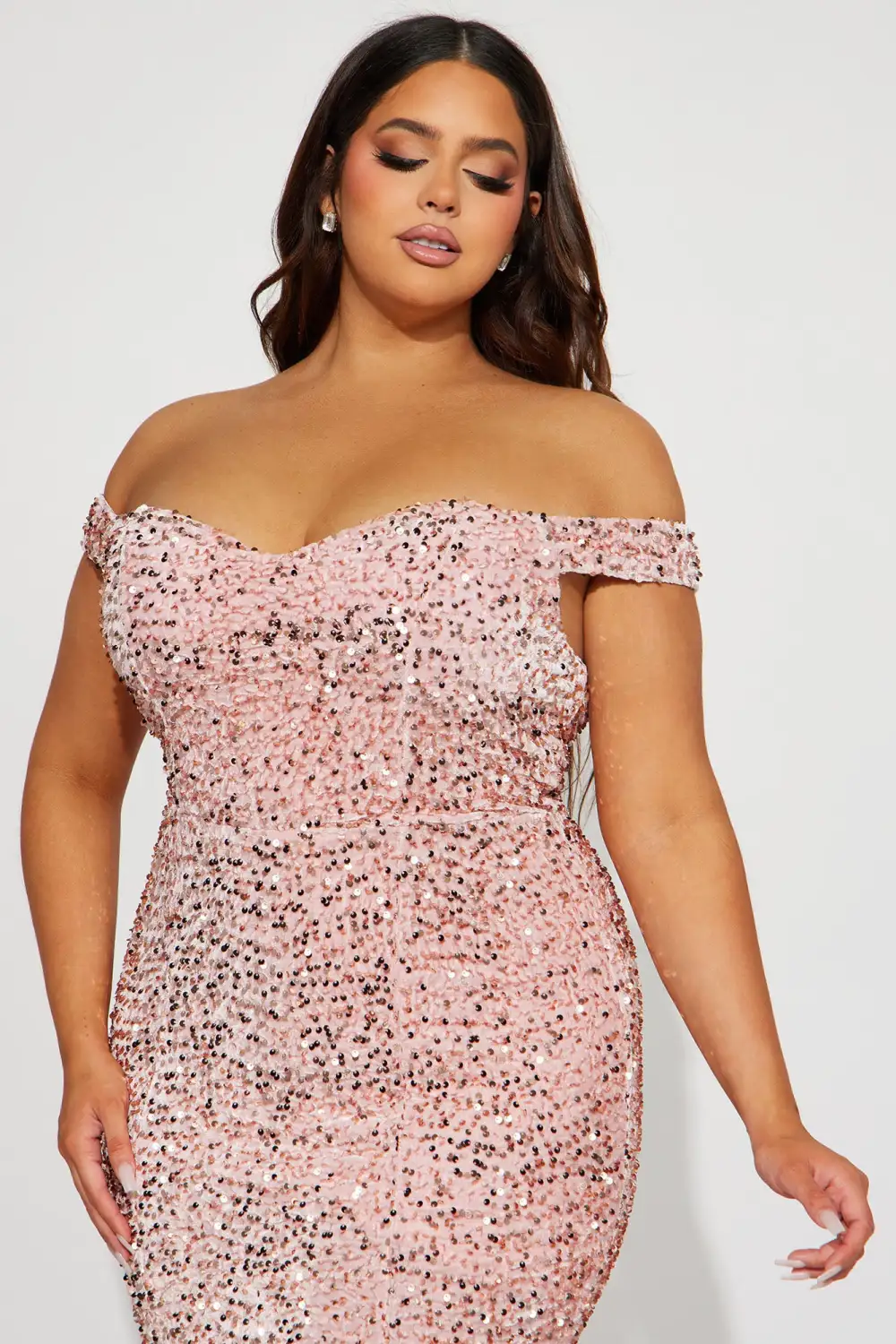 Alora Sequin Maxi Gown - Rose Gold
