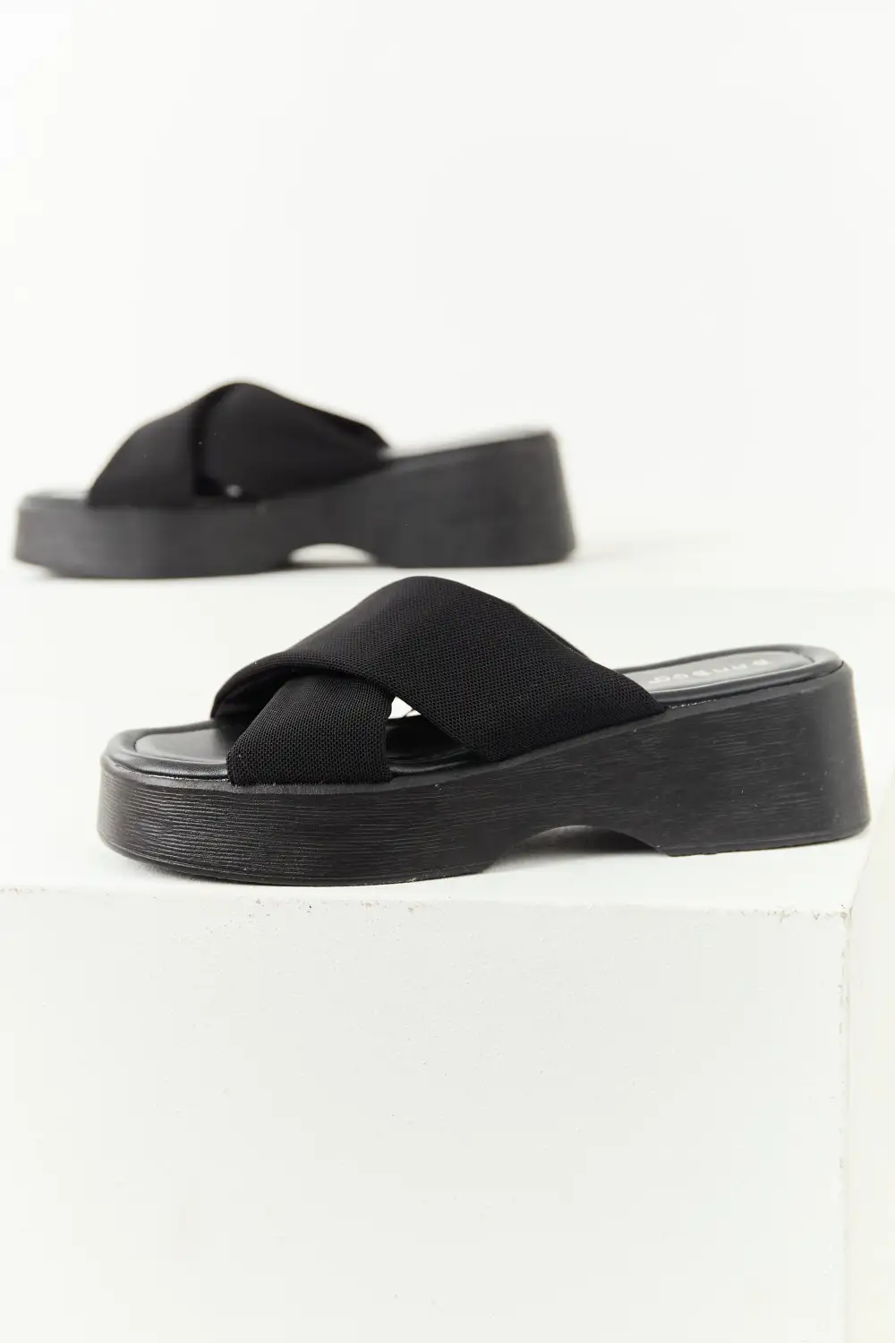 Cross Strap Slip-On Open Toe Platforms