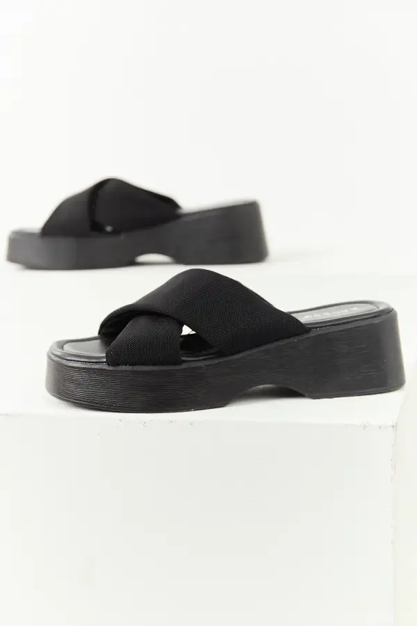 Cross Strap Slip-On Open Toe Platforms