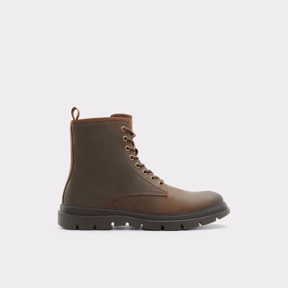 Dark Brown High Top Flat Lace-Up Men's Boots