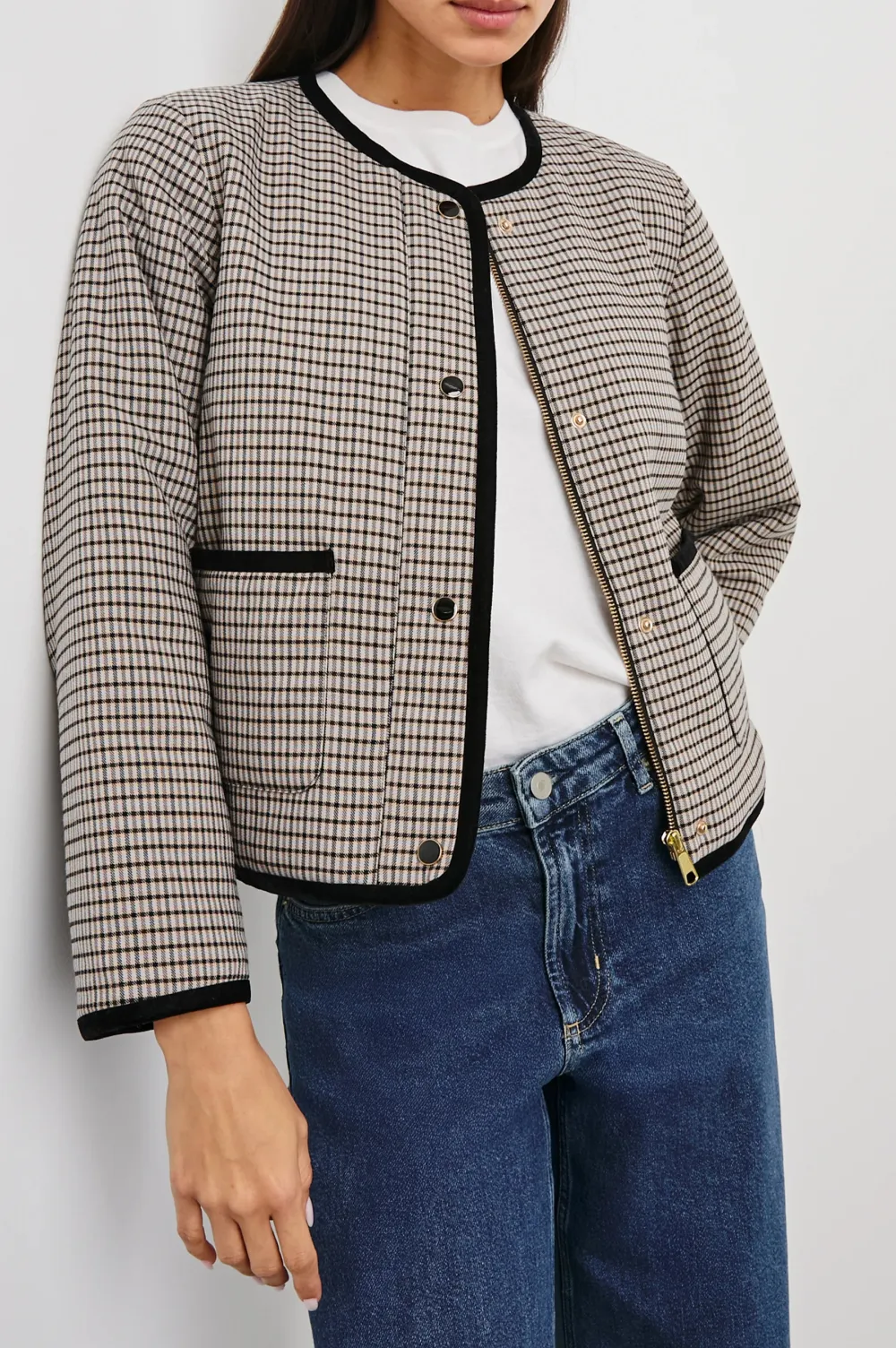 Square-Cut Checked Ladies' Jacket