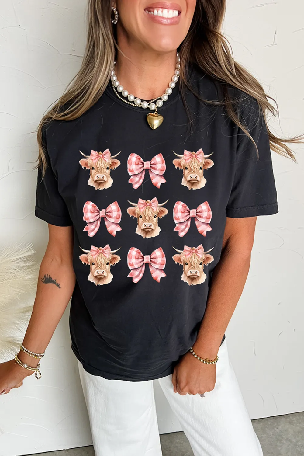 Cow With Bow Graphic Tee