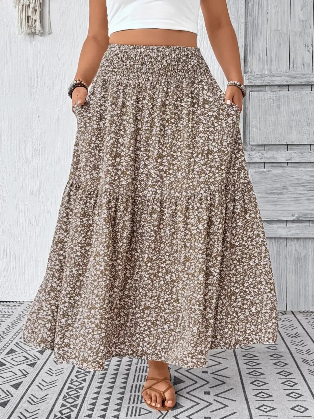 Tiered Floral Skirt