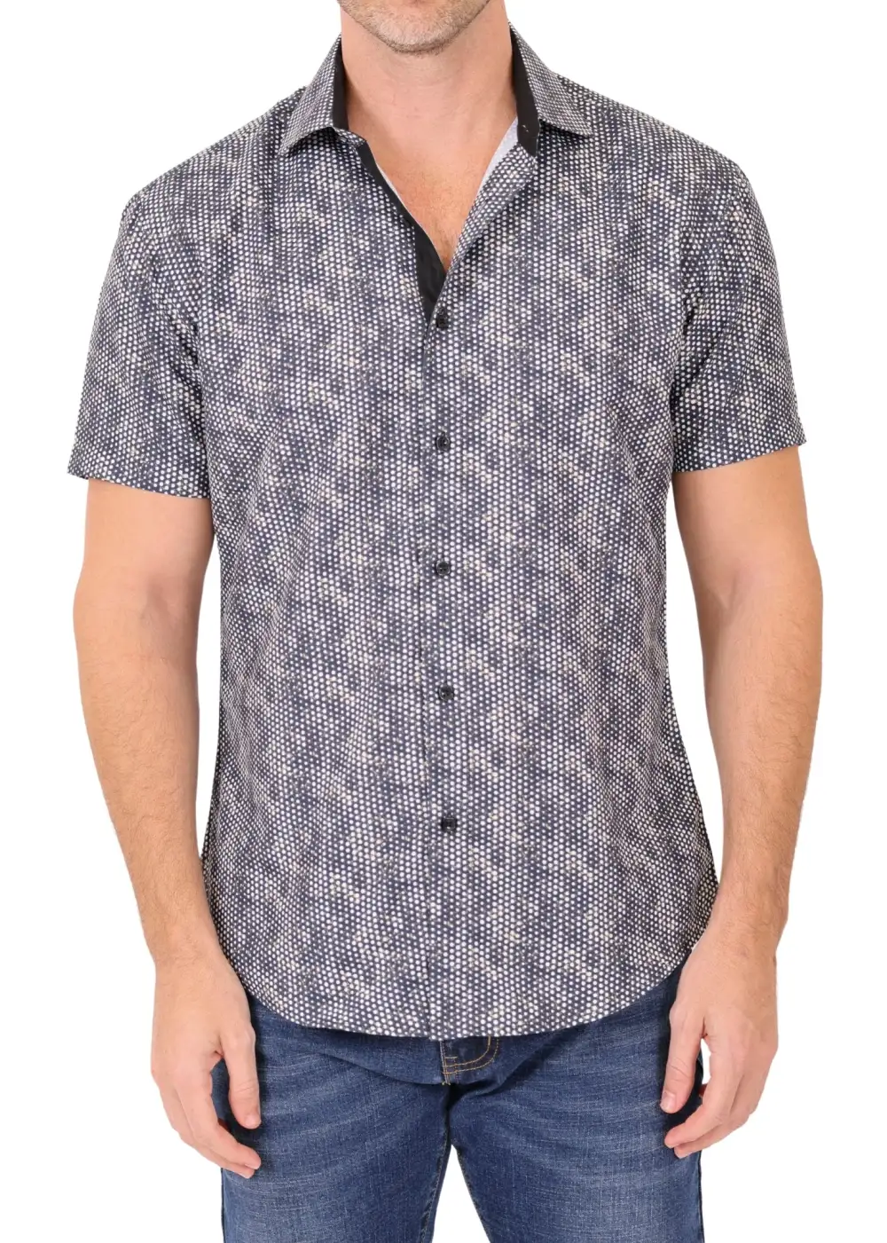 Abstract Short Sleeve Button Shirt