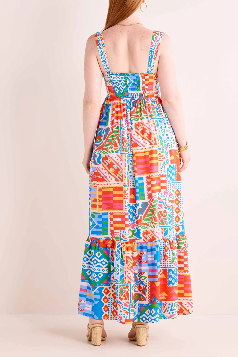 Multicolored Patchwork Sleeveless Maxi Dress