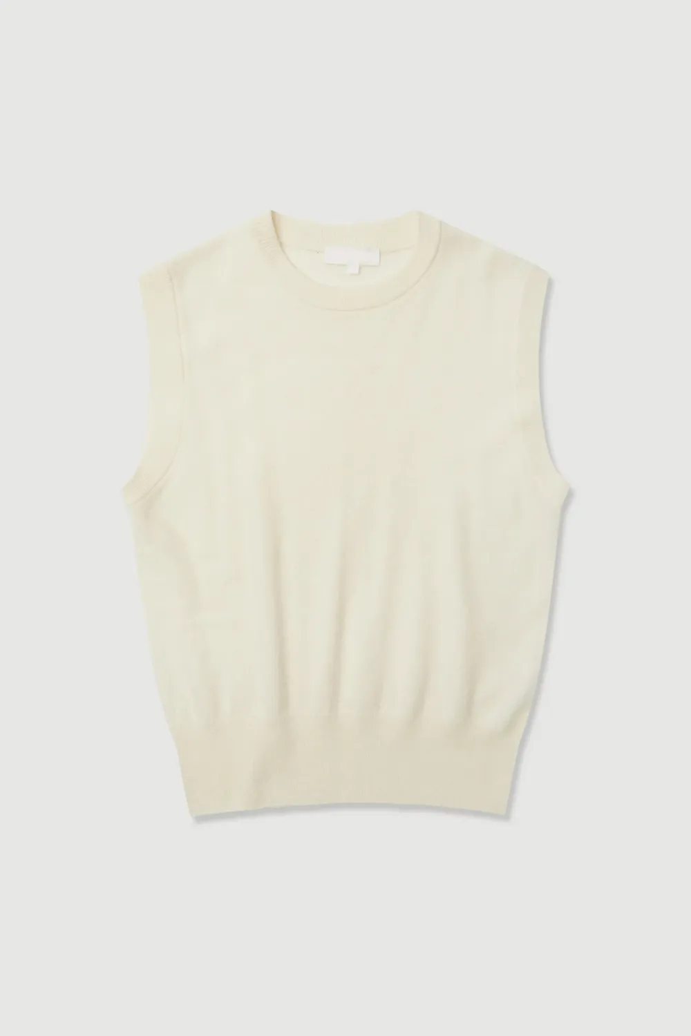 Pure Cashmere Ribbed Round Neck Women's Vest