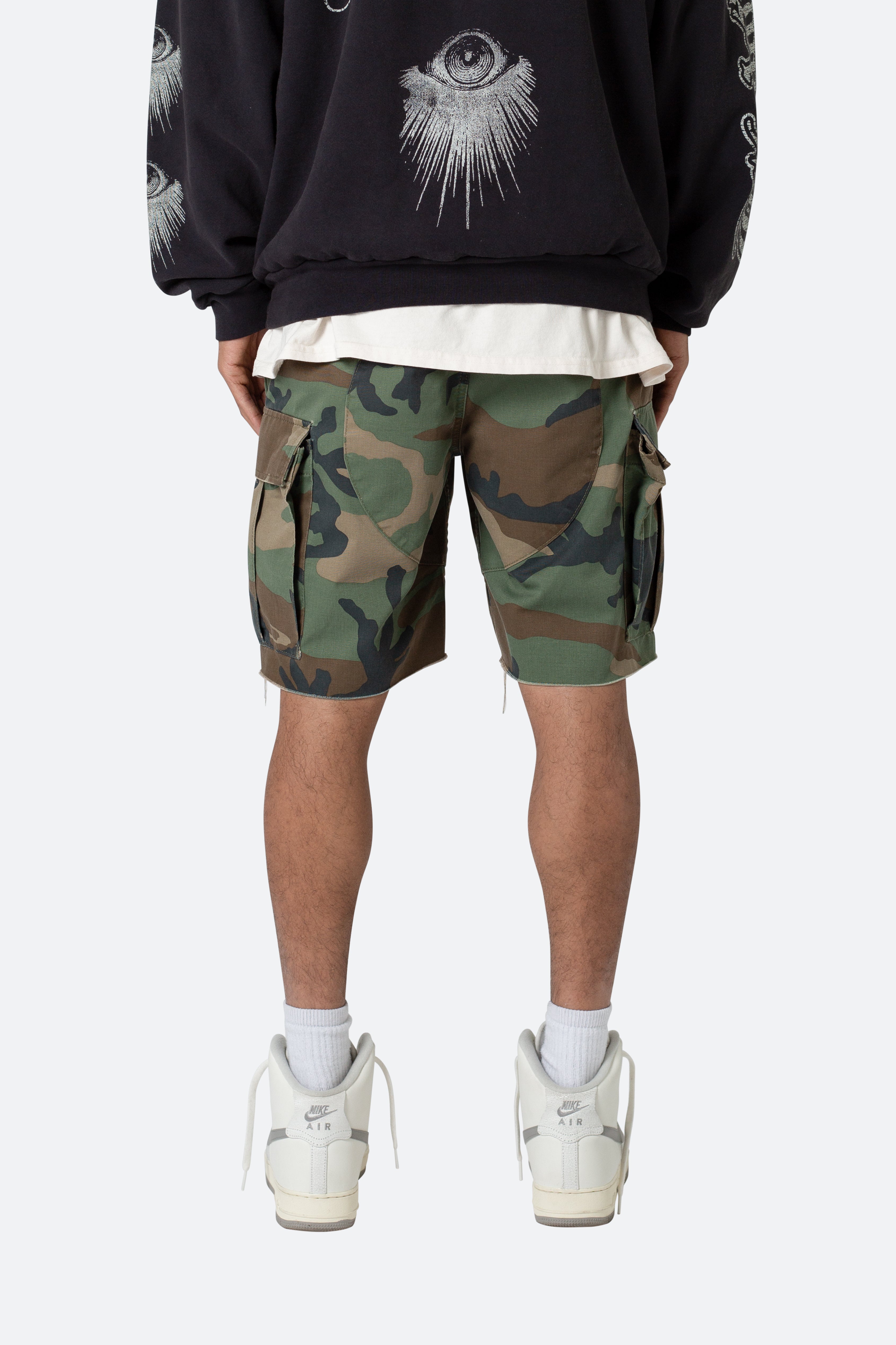 Distressed Cargo Shorts - Camo