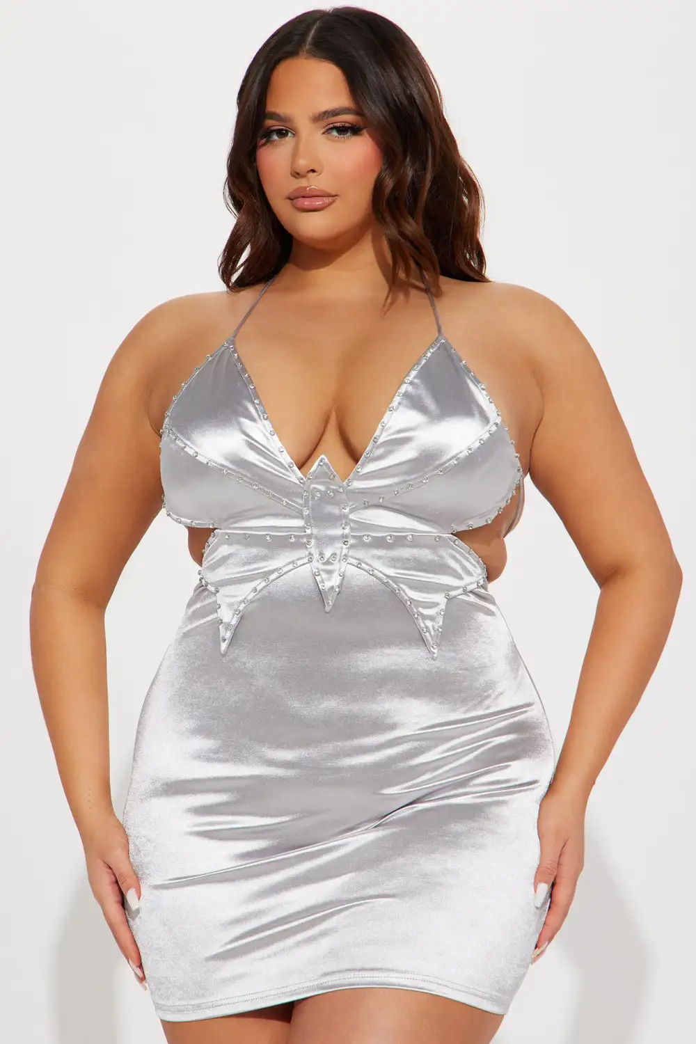 Zaria Satin Mini Dress - Silver
