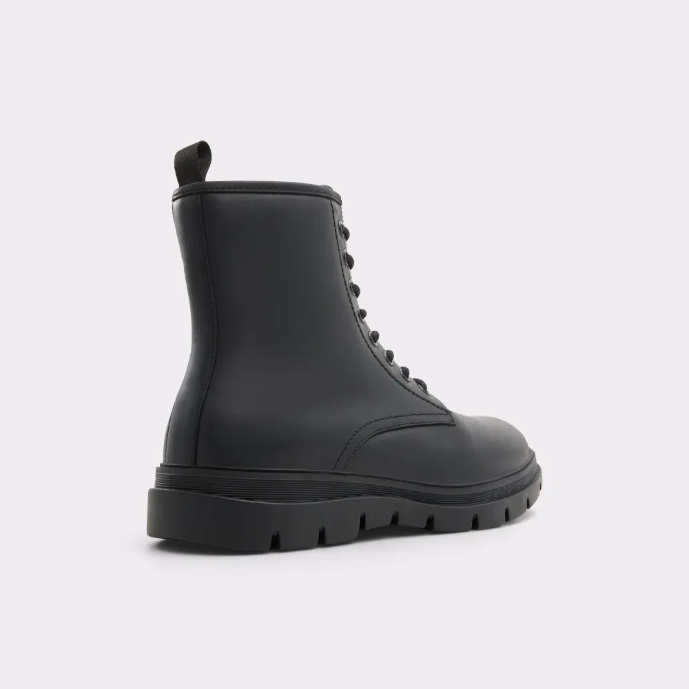 Open Black High Top Flat Lace-Up Men's Boots
