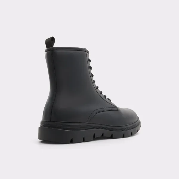 Open Black High Top Flat Lace-Up Men's Boots