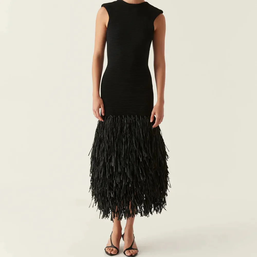 Fringe Detail Midi Dress