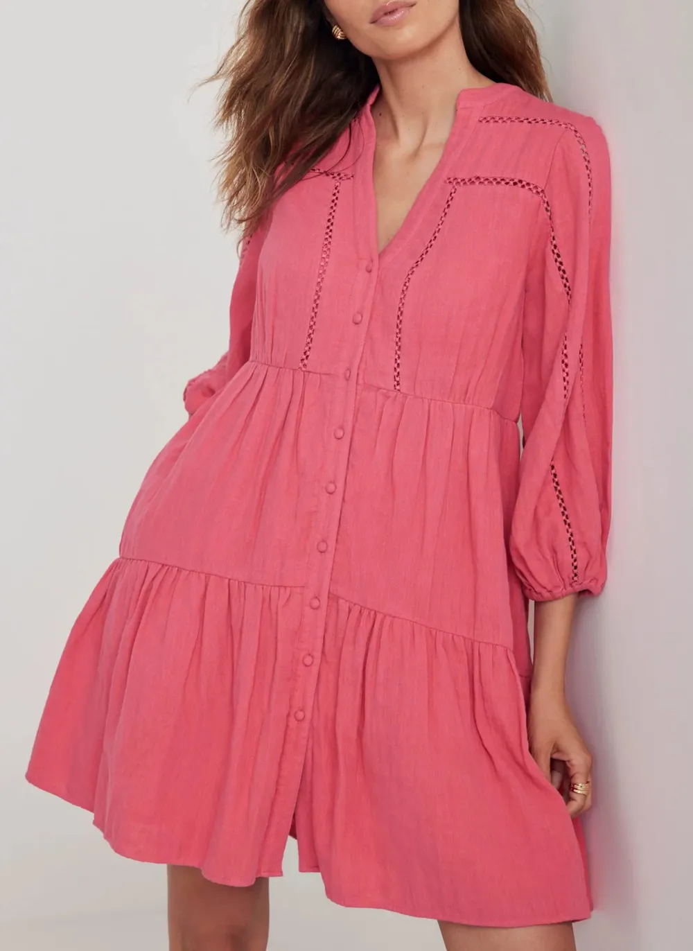 Casual Style Cotton Mini Dress