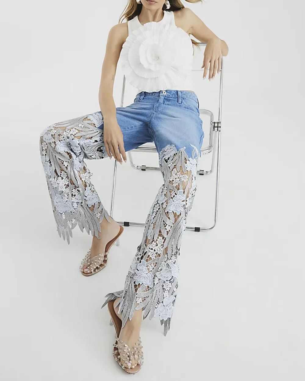 Creative Floral Hollow Design Women's Tousers