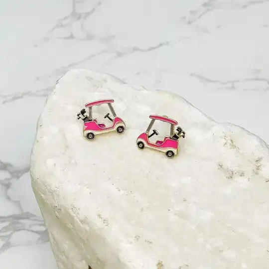 Golf Cart Signature Enamel Stud Earrings