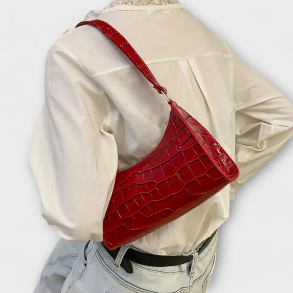 Structured Foldover Leather Handbag