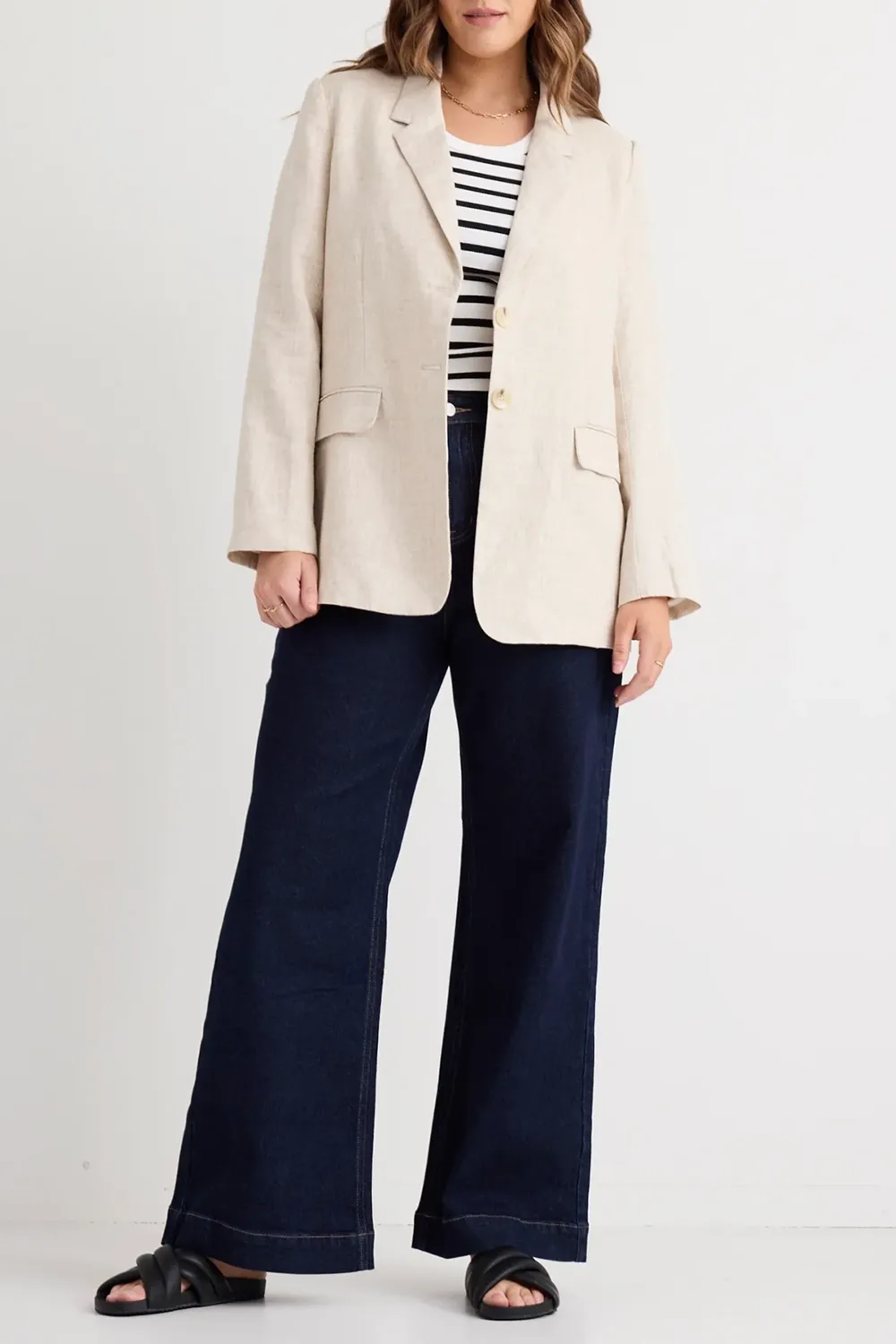 Natural Linen Single - Breasted Blazer