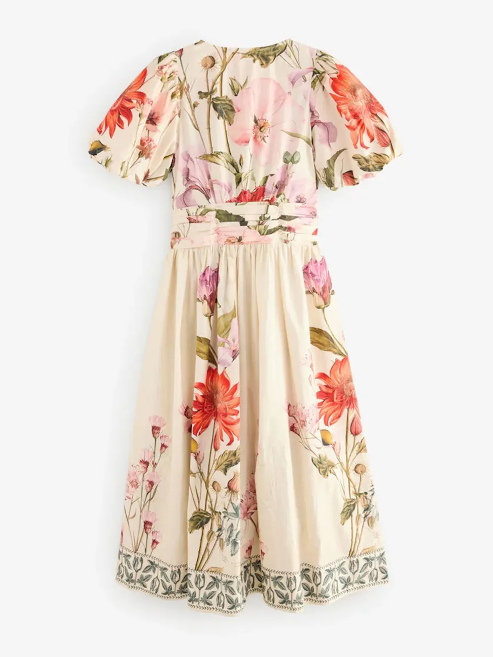 Elegant And Flowing Puff Sleeve Floral Printed Dress