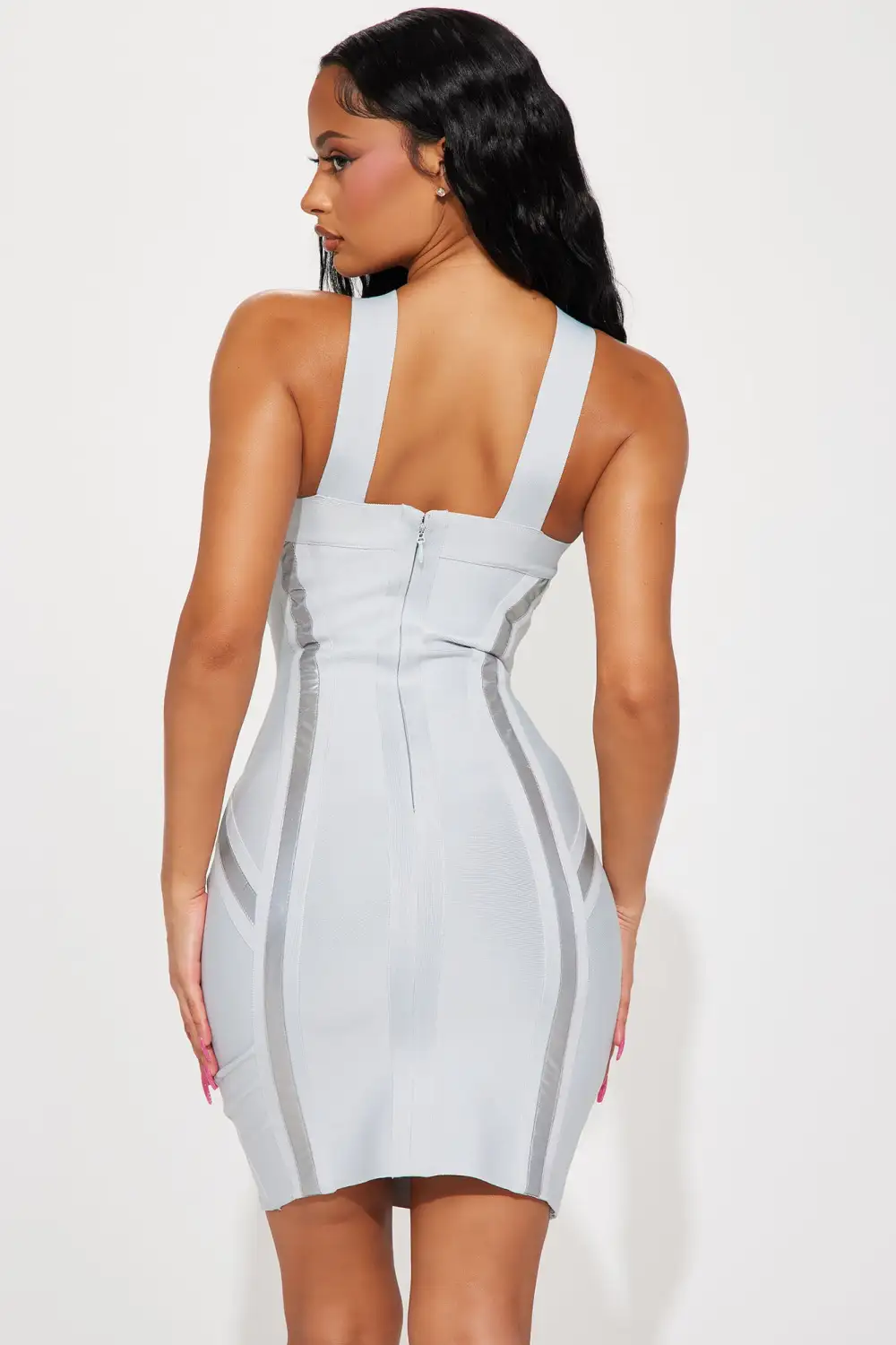 Gemini Reflective Mini Dress - Grey