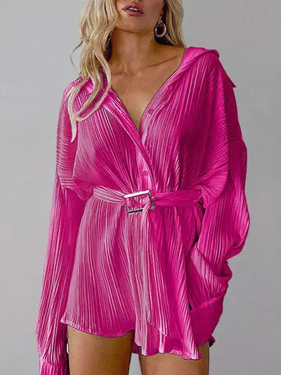 Button Up Dropped Shoulder Shirt Dress Mini Dress